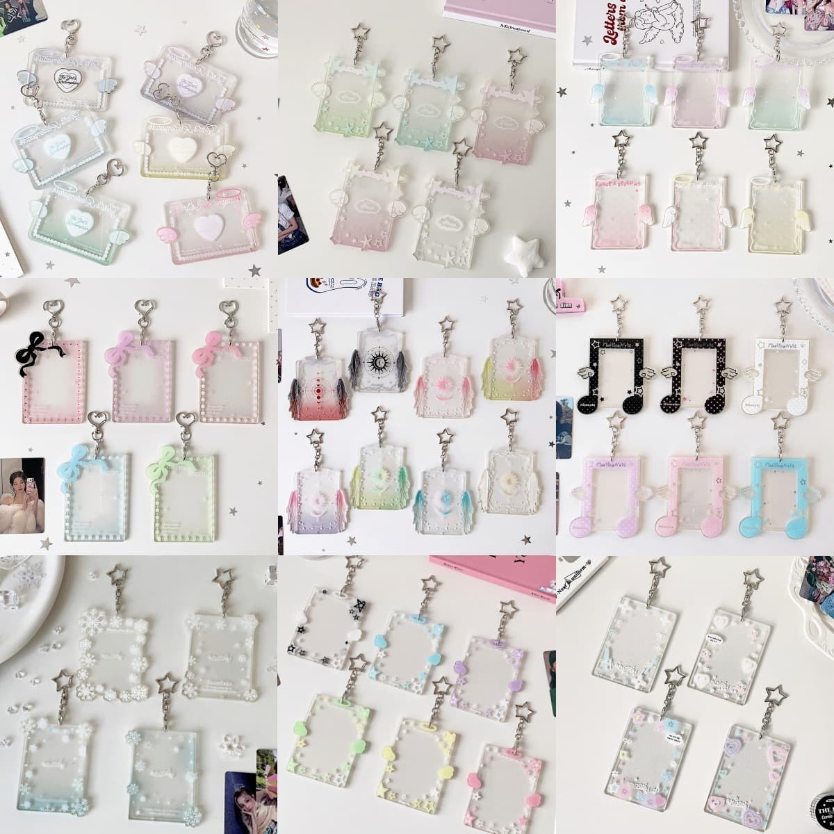 Hisocute Acrylic Card Holder Collection Angel Wings Idol Photocard Protector Star-Chasing Decoration Keychain Wholesale