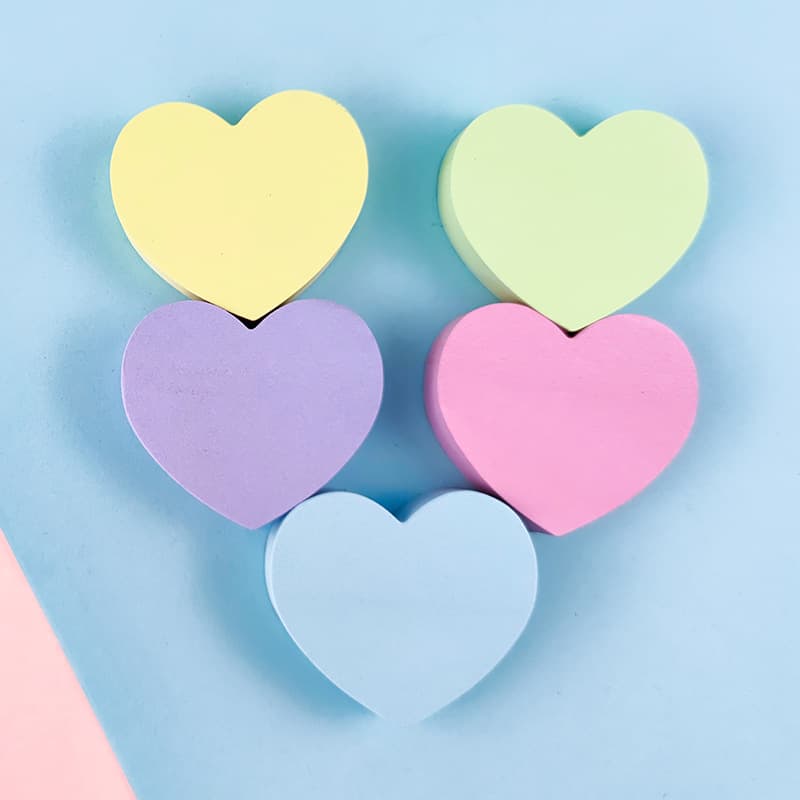 ShengShu Light Color Heart-shaped Sticky Notes, Cute Ins-style Mini Notepad, Office Solid Color Design