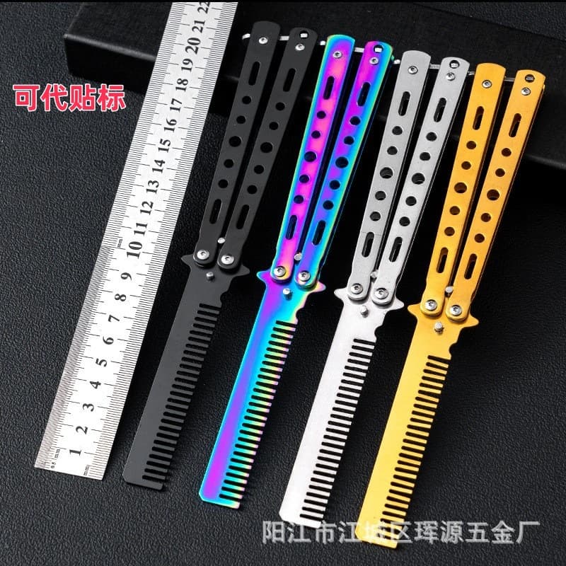 Factory wholesale unsharpened butterfly comb hand exercise trainer CSGO outdoor folding balisong training toy.