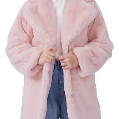 Girls' Faux Fur Coat with Fluffy Lapel, Long-Sleeve Furry Jacket, Warm Winter Coat