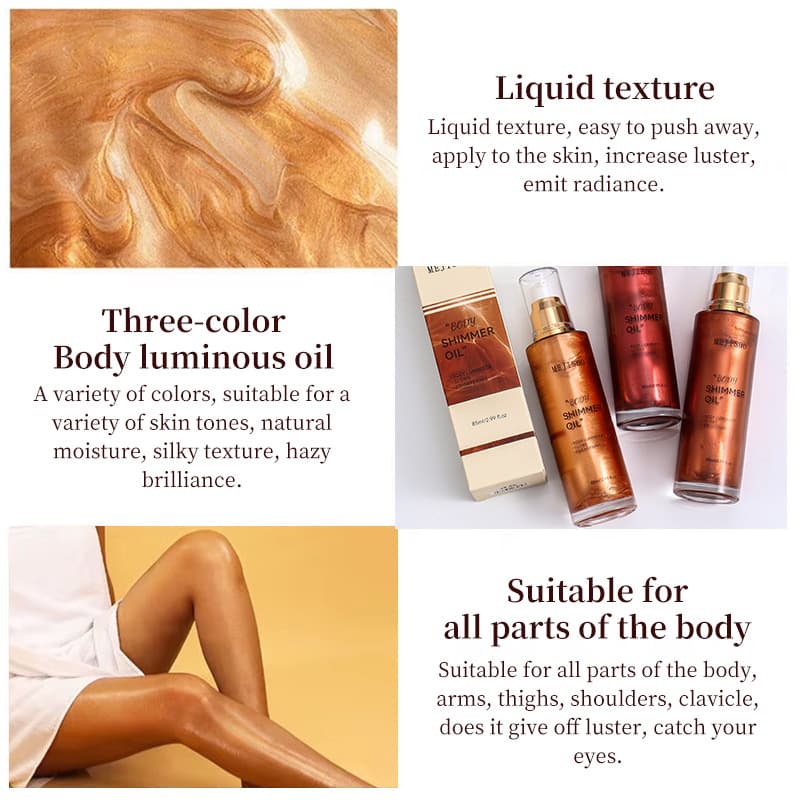 Body Shimmer Oil 85ML Contouring Liquid Beach Highlighter for Cross-Border E-commerce