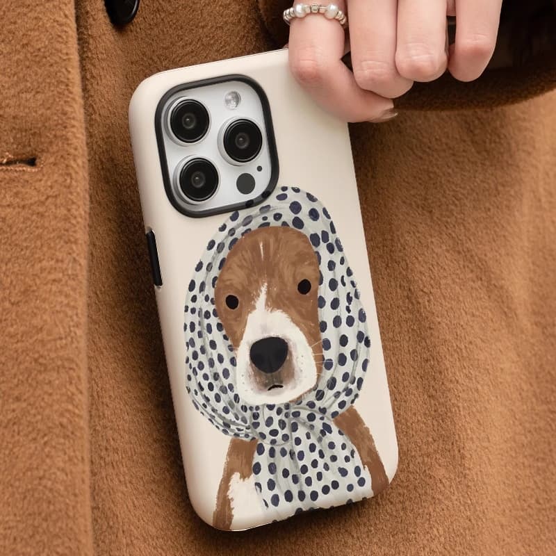 Funny turban dog mobile phone case iphone12 frosted double layer film case apple 17 magnetic suction case 16promax