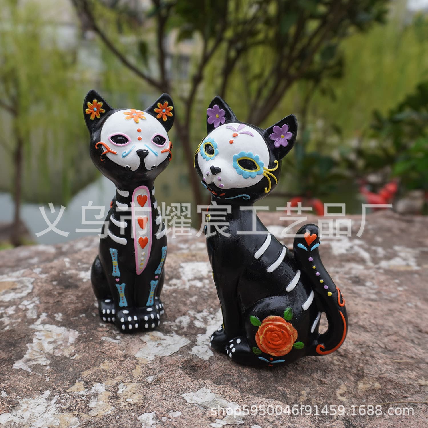 Cross Border Resin Candy Mexico Day Death Skull Cat Art Ornament Creative Cat Statue