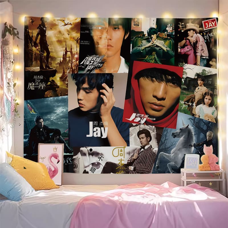 Jay Chou background cloth star fans wall cloth dormitory bedroom personalized decoration hanging cloth atmosphere ins internet celebrity tapestry