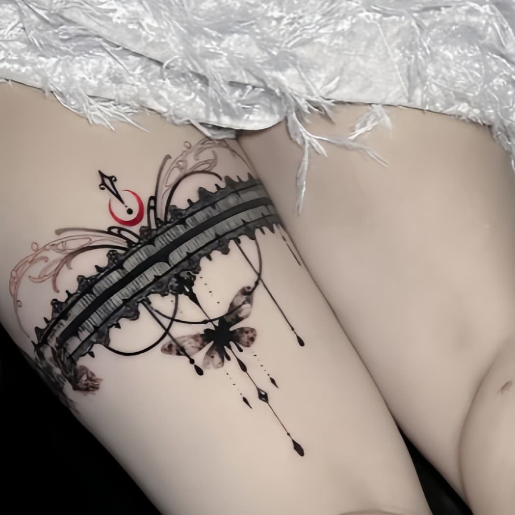 New Hot Girl Lace Floral Colorful Tattoo Sticker Long-lasting Waterproof Ins Leg Cover Scar Waist Fake Tattoo