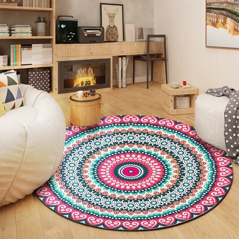 Persian retro round carpet bedroom bedside floor mat computer chair mat classical ethnic style living room sofa coffee table blanket