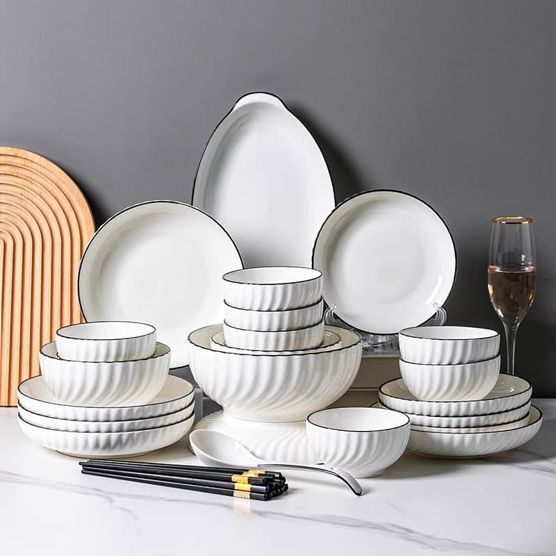 Dinnerware Set 2024 New Home Underglaze Tableware Moving Gift Full Set Ceramic Plates Bowls Wholesale