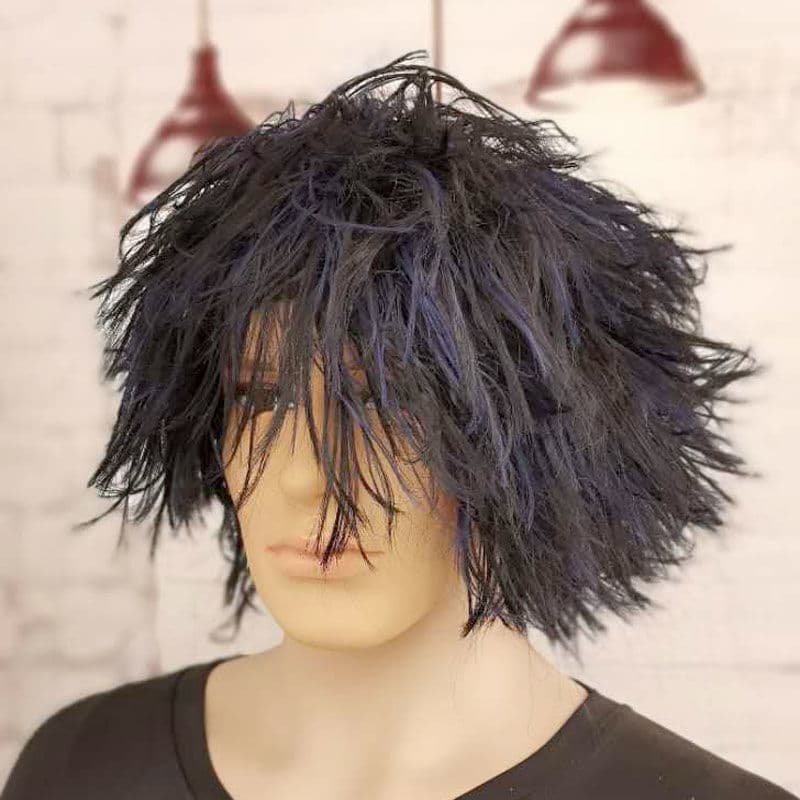 Beggar wig masquerade explosive hair wig male black long straight hair savage hood stage performance lunatic wig