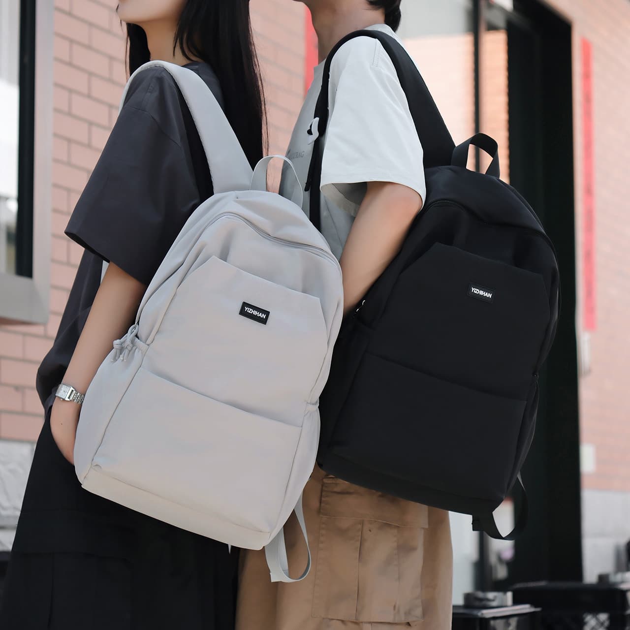 Cross-border Student Backpack Campus Style Middle High School Student Backpack Women Fashion Large Capacity Backpack Minimalist Shoulder Bag Men