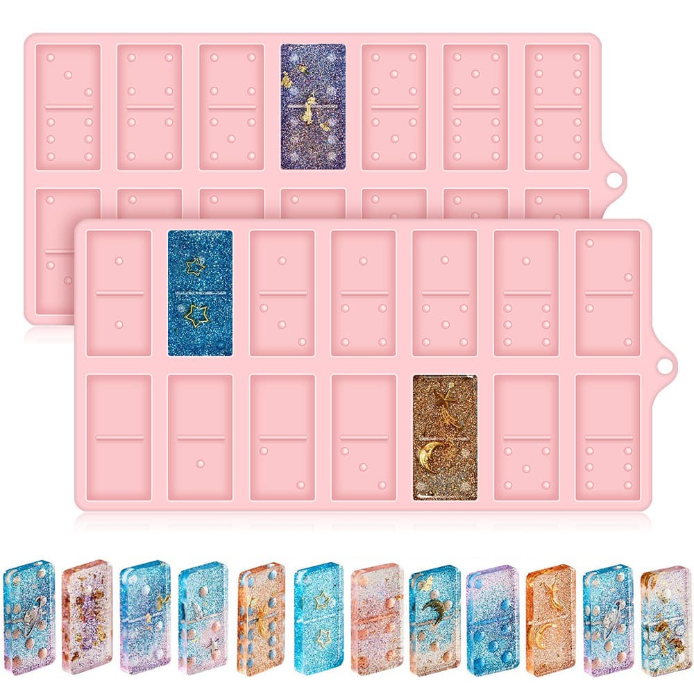 DIY handmade crystal glue nine-dominoes mold 28pcs epoxy resin domino mirror silicone mold