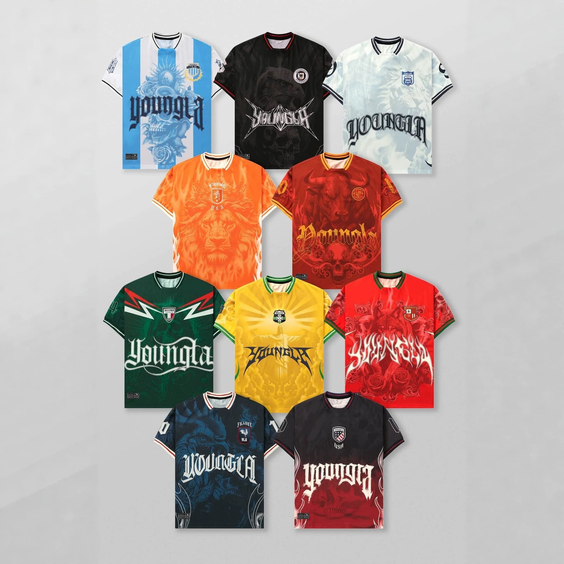 YOUNGLA New American Style Men's Jersey Muscle Workout Fitness Loose 3D Print Short Sleeve Soccer Training T-Shirt