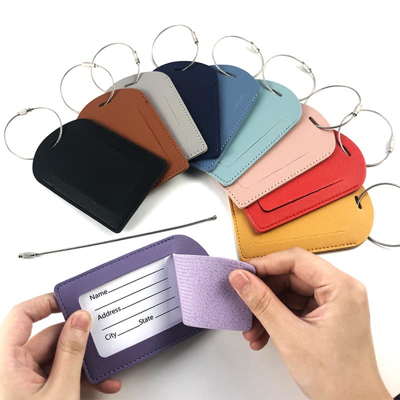Cross-border PU Leather Multi-Color Customizable Stock Metal Lanyard Boarding Pass ID Label Card Luggage Tag Wholesale
