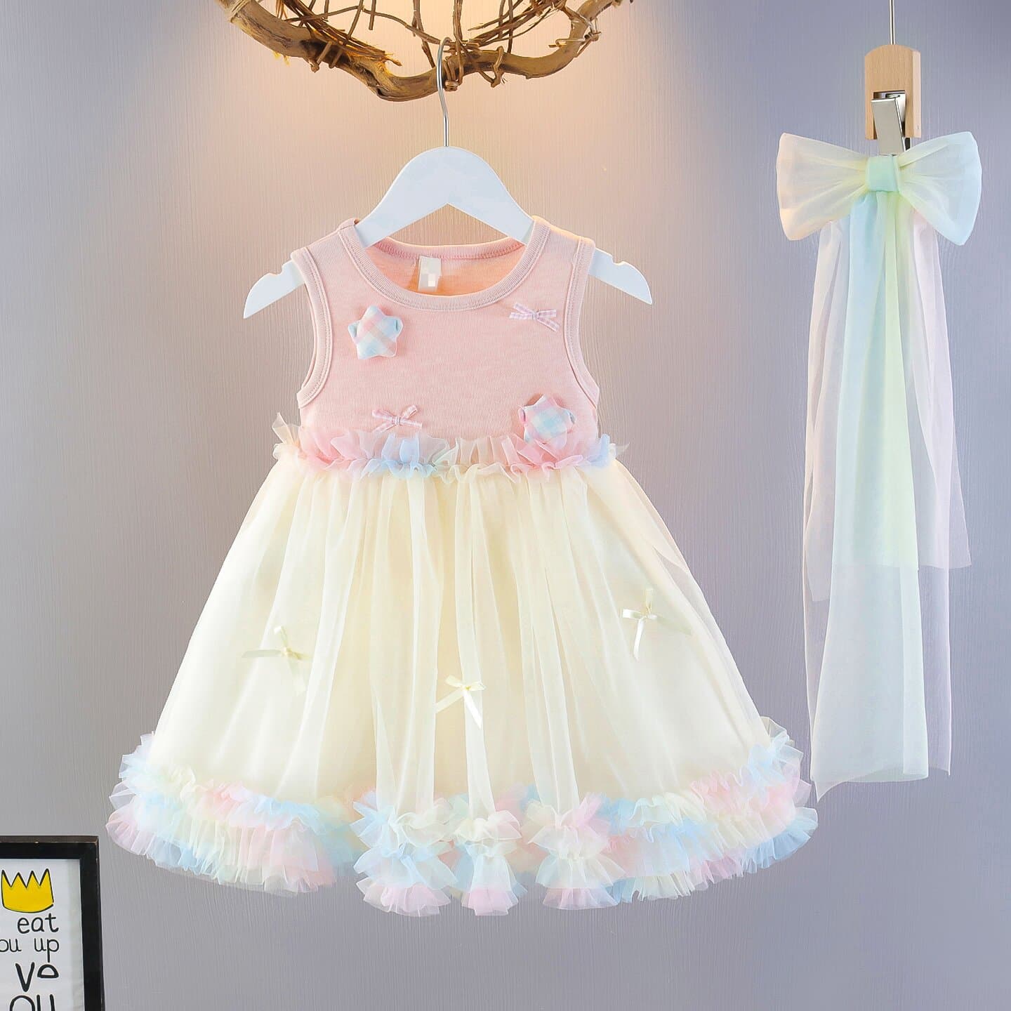 Wholesale Girls Summer Dress 2026 New Style Baby Girl Fashionable Vest Dress Colorful Mesh TUTU Skirt