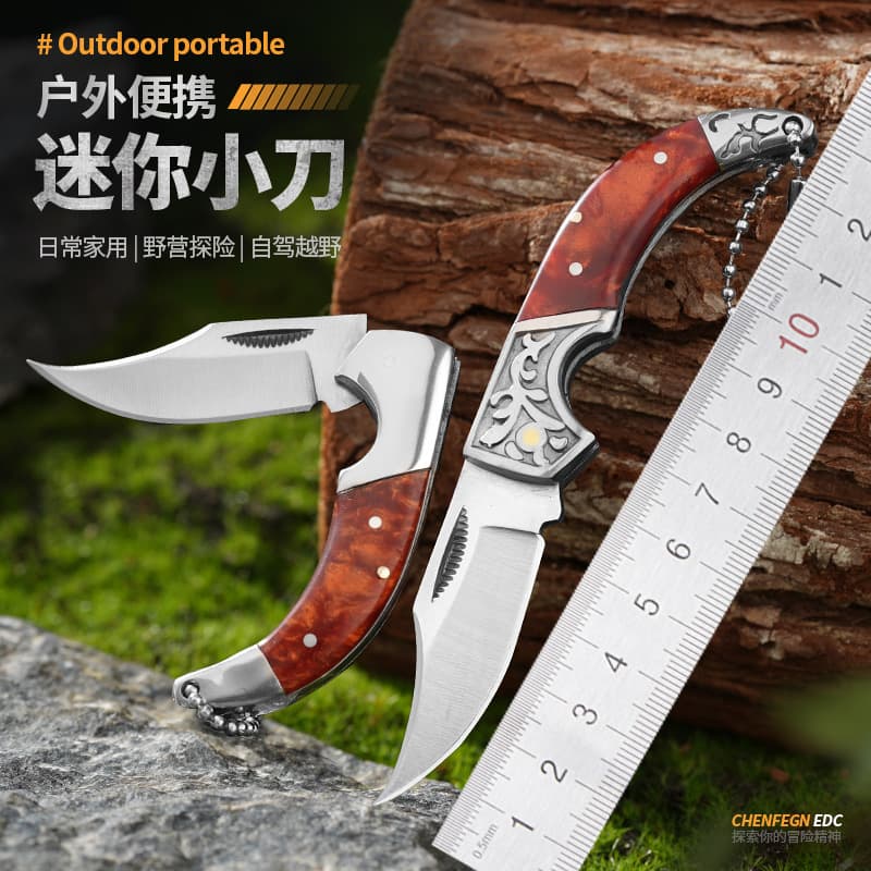 Outdoor Folding Knife Exquisite Pocket Knife Mini Stainless Steel Household Fruit Knife Keychain Small Knife Portable Camping Folding Knife