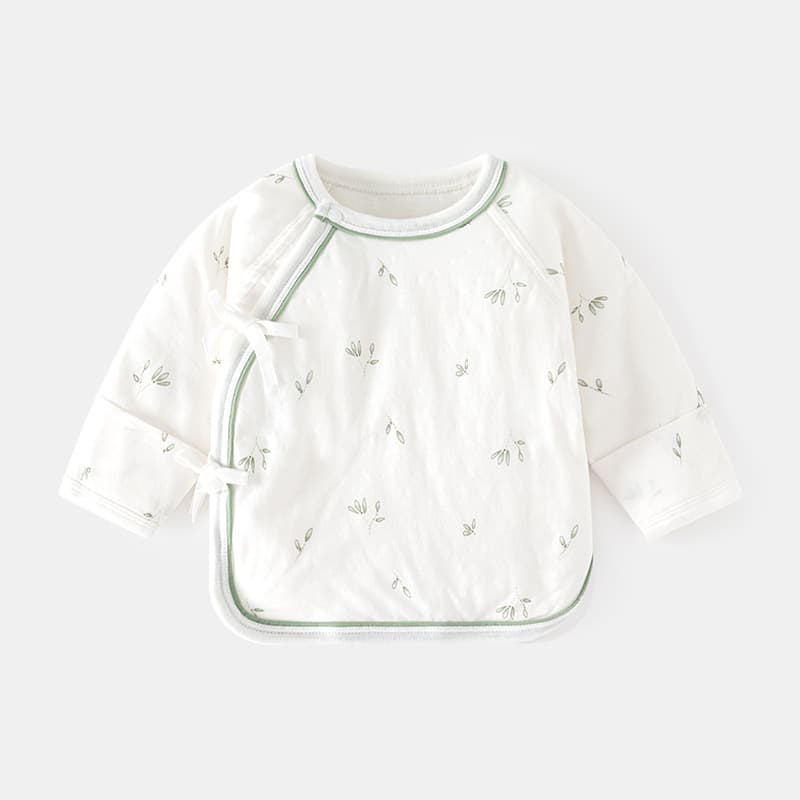 Newborn baby quilted half-back blouse, warm inner garment, seamless pure cotton, autumn and winter thin cotton monk-style top.