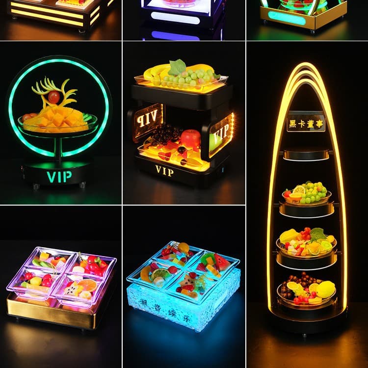 KTV Snack Dish LED Fruit Platter Creative Lounge Snack Plate Luminous Snack Plate Electro Music Bar Fruit Tray Rack