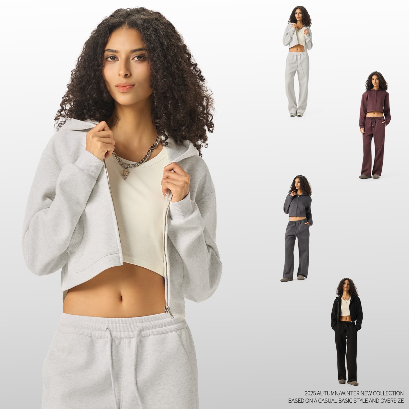 LU Style American Zip-Up Cropped Hoodie Jacket for Women, Casual Open-Front Crop Top Outerwear