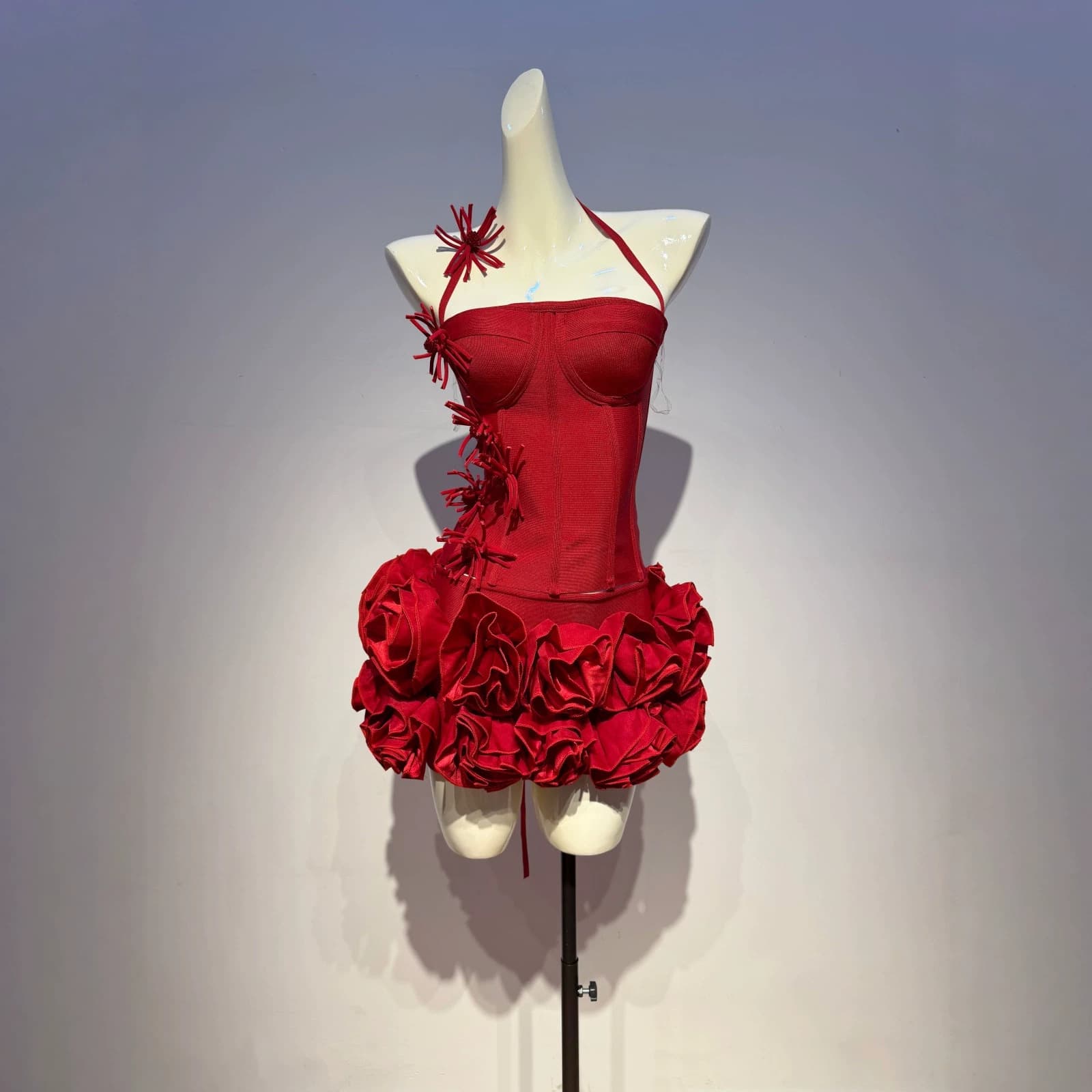 Cross-Bandage Halter Top and Bubble Skirt Set, Fashionable Hot Party Island Vacation Bandage Dress