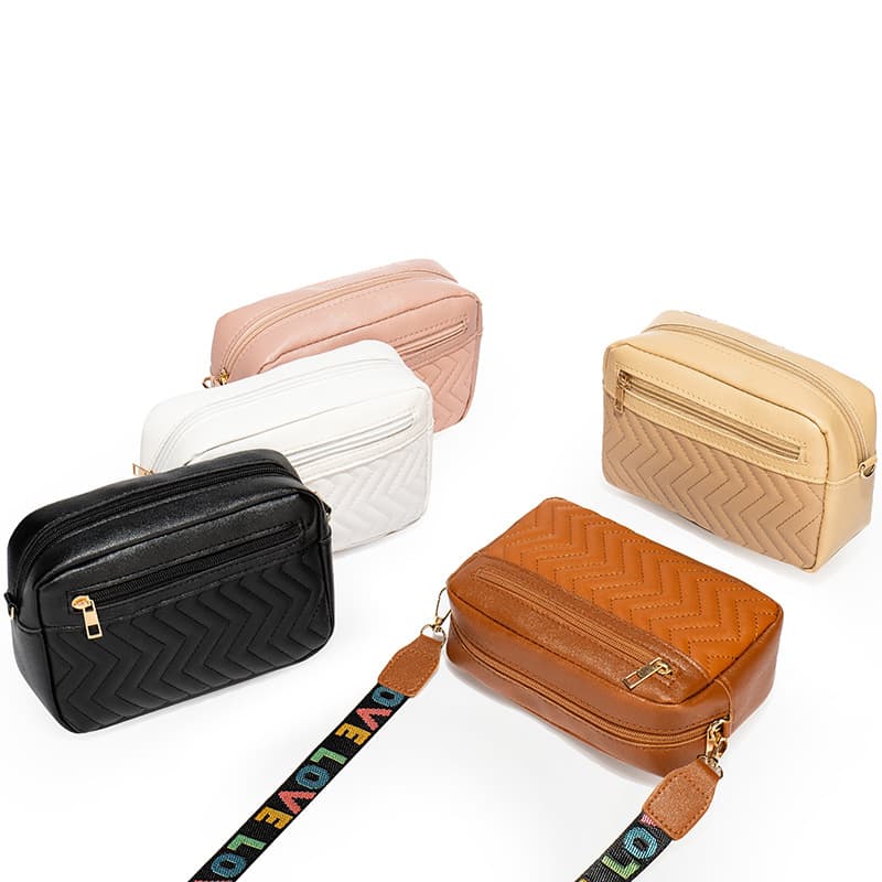 2024 New Style Women's Bag Factory Direct Cross-border E-commerce Small Square Shoulder Bag Crossbody Embroidered Thread Bag Woven Strap PU Double Strap