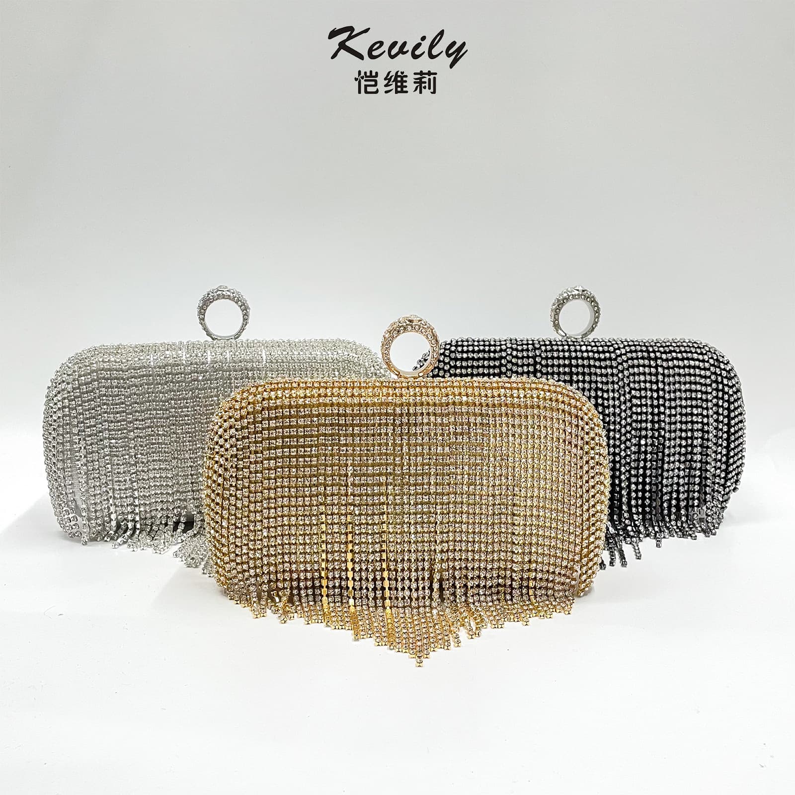 Kaiweili Tassel Diamond Bag Crossbody Evening Bag Women's Handbag Banquet Clutch Dress Rhinestone Evening Bag
