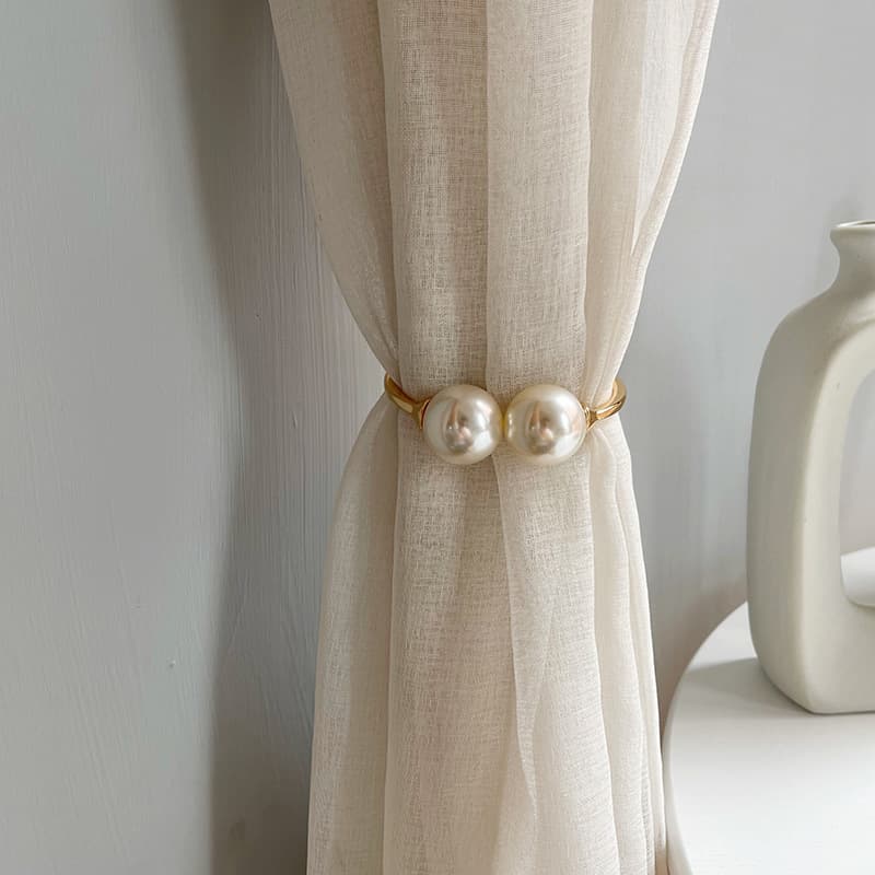 Cross-border Hot-Selling Drop Shipping New Curtain Tieback Wing, No-Drill Spring Metal Pearl Curtain Buckle Wholesale