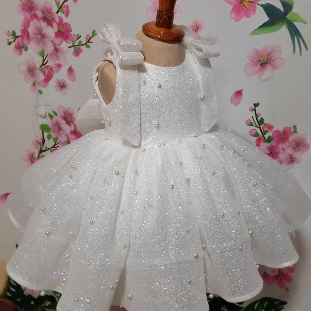 White Sleeveless Princess Dress with Spaghetti Straps, Cute 1st Birthday Party Gown, New Cross-Border Toddler Birthday Dress Source