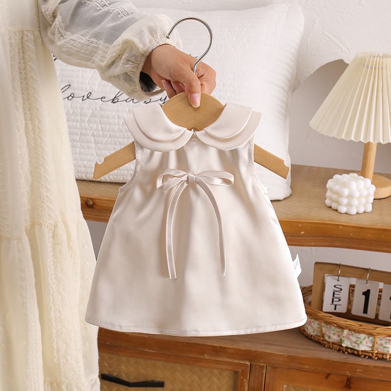 Summer Shiny Baby Bow Romper Dress Plain Outfit Skirt Top Infant Summer Crawling Suit Jumpsuit