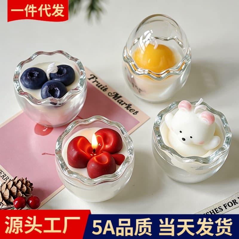 Glass cup wax shape decorative fragrance ornaments creative souvenirs small gifts birthday eggs scented candles wholesale