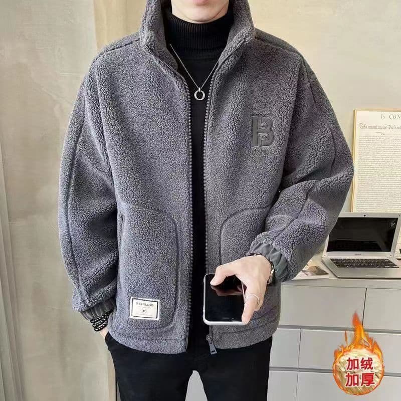 European Station Lamb Wool Jacket Men Autumn Winter 2025 New Fashion Fleece Lined Thick Streetwear Outerwear