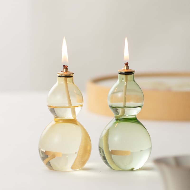 Creative Glass Oil Lamp Gourd Pumpkin Shape Ambient Home Oil Lamp Minimalist Desktop Decorative Ornament