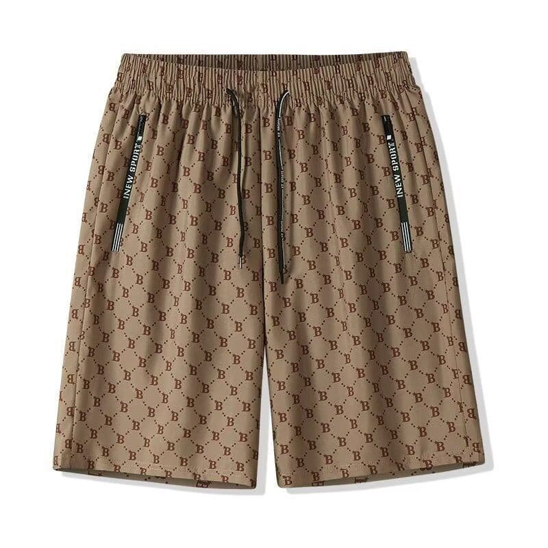 Summer New Casual Shorts Men's Quick-Dry Ice Silk 5-Inch Shorts B-Letter Big Size Trendy Shorts