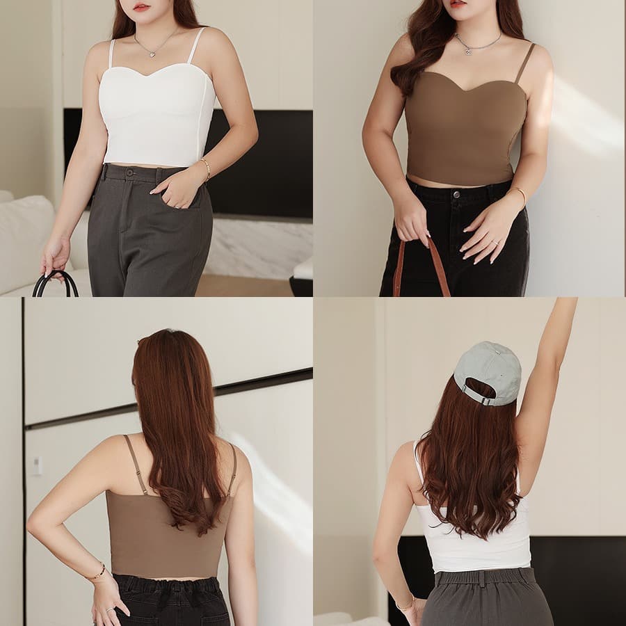 Plus-Size Women's Wear Seamless Backless Sleeveless Top with Push-Up Fixed Cups, Outerwear Shirt for Curvy Women up to 200 lbs