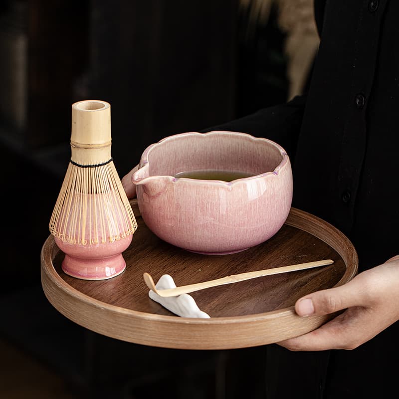Matcha Bowl with Spout Matcha Tool Set Japanese Kiln-Turned Tea Bowl Bai Benli Song Dynasty Matcha Tea Whisk Set