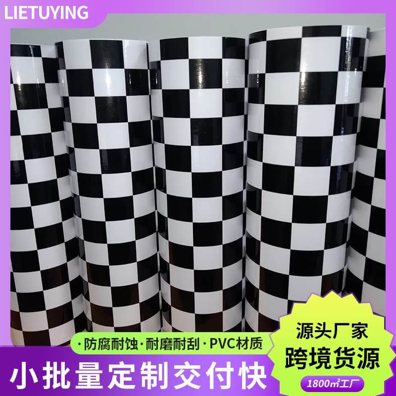 Full Car Body Color Change Vinyl Wrap Black White Checkered PVC Scratch-Resistant Waterproof