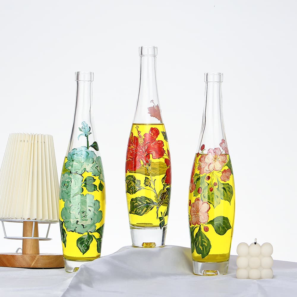 Cross-border high-end creative bowling fruit wine glass bottle ice wine empty bottle yellow wine bottle classic 375ml bayberry transparent