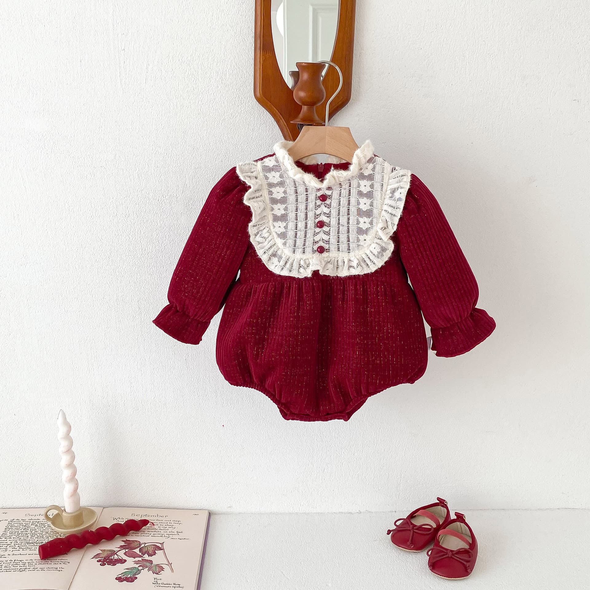 Ins New Year Visiting Outfit Baby Clothes Newborn Bodysuit Girls Romper Full Moon 100 Days Babygrow First Birthday Dress