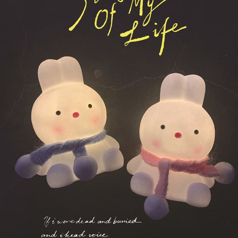Cute led night light unplugged bedroom girl heart creative cartoon rabbit ornaments bedroom bedside lamp night market