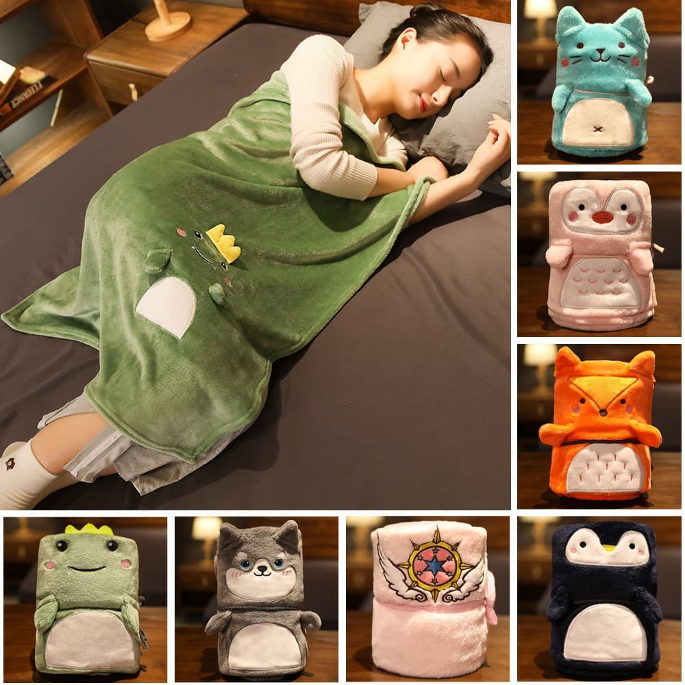 Cartoon Coral Fleece Small Blanket Office Nap Air Conditioning Blanket Leg Cover Summer Season Thin Single Student Rest