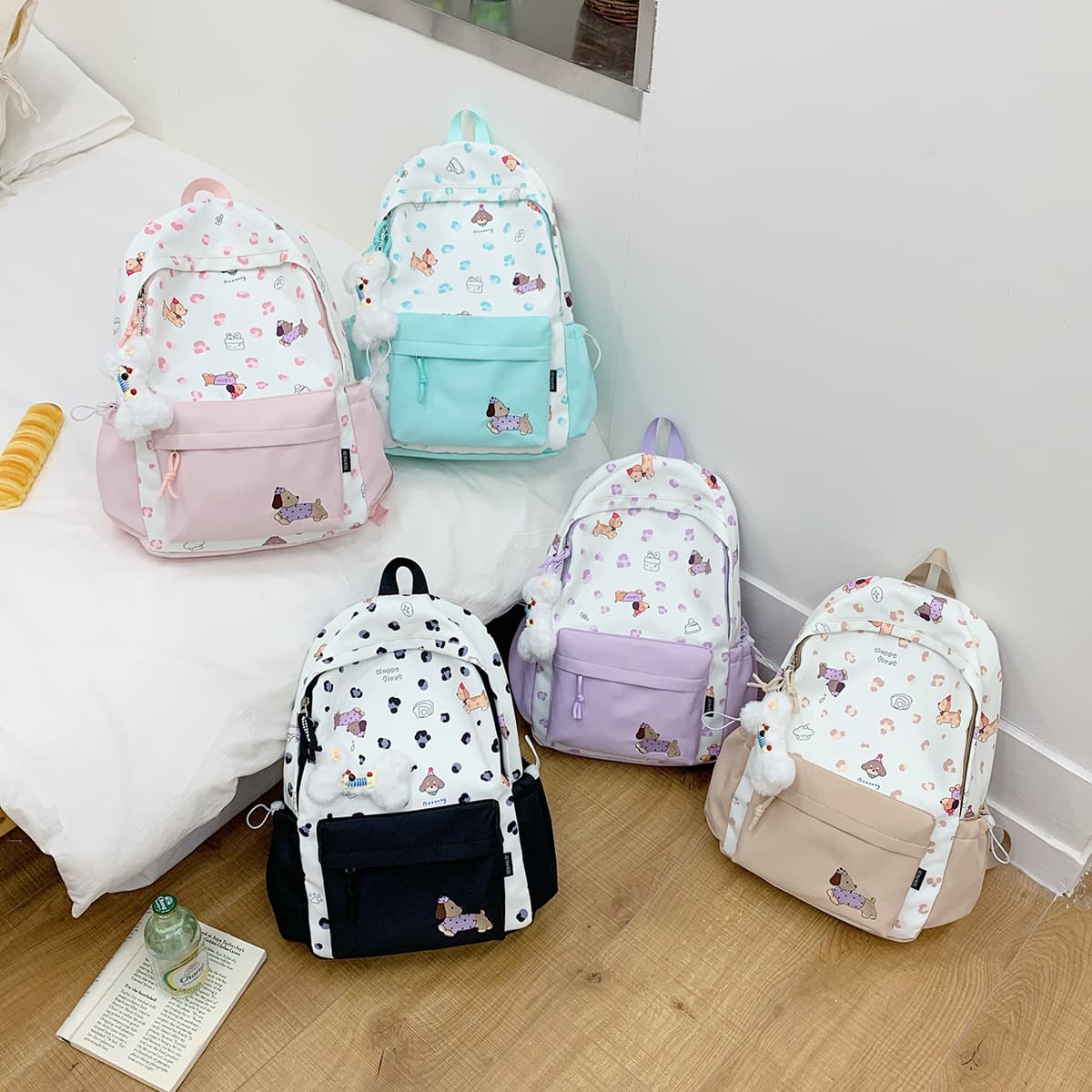Foreign trade wholesale cute cartoon backpack for women large capacity student fresh and sweet fashion versatile casual backpack