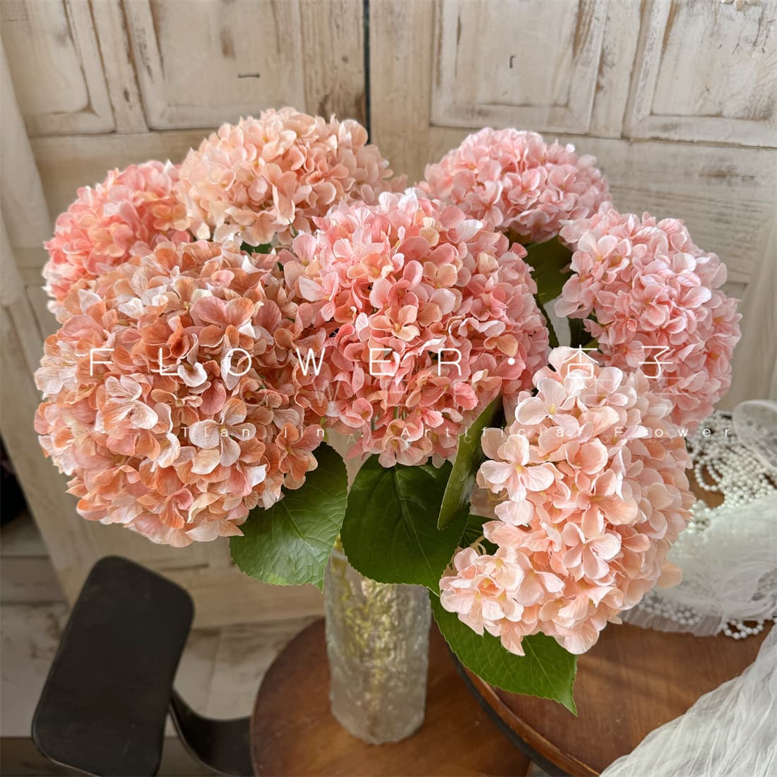 Anna Floral Hydrangea Simulated Flower Orange Pink Hydrangea Imitation Endless Summer Hydrangea 3D Printed Soft Furnishing Romantic Garden