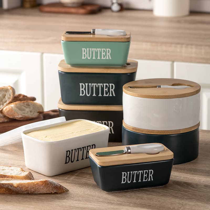 Ceramic Butter Dish 500g Butter Storage Box Butter Cutting Storage Box Butter Sealed Container