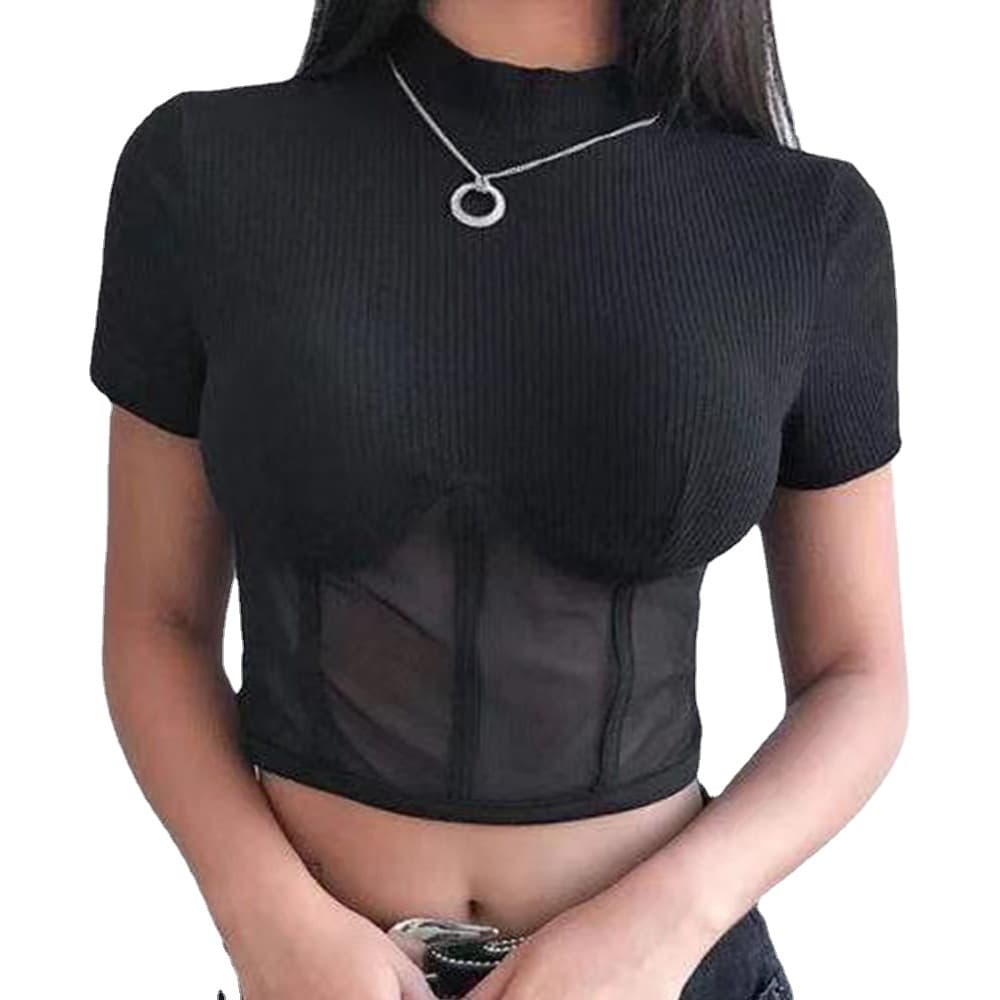 Fashionable Trendy Women's Short Sleeve T-Shirt Summer Solid Color Cropped Top 2024 New Style Crew Neck Casual Clothing