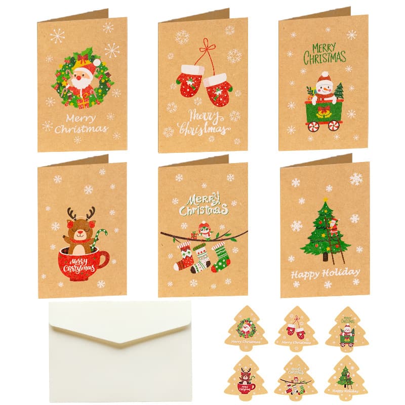 Christmas greeting card new kraft paper Christmas blessing card message card Amazon envelope sticker Christmas card set