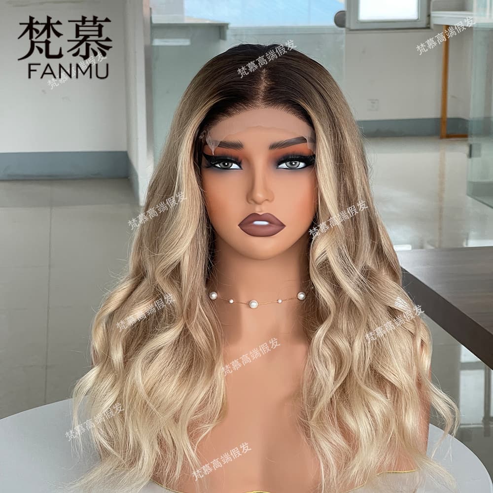 New Raw humanwig big curly long curly hair Body Wave mixed color highlight wig human hair wig