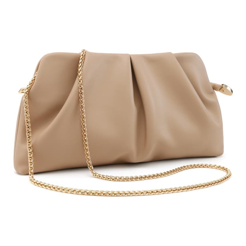 European and American New Large Capacity Women's Evening Bag Chain Banquet Shoulder Crossbody Formal Clutch Pleated Bag