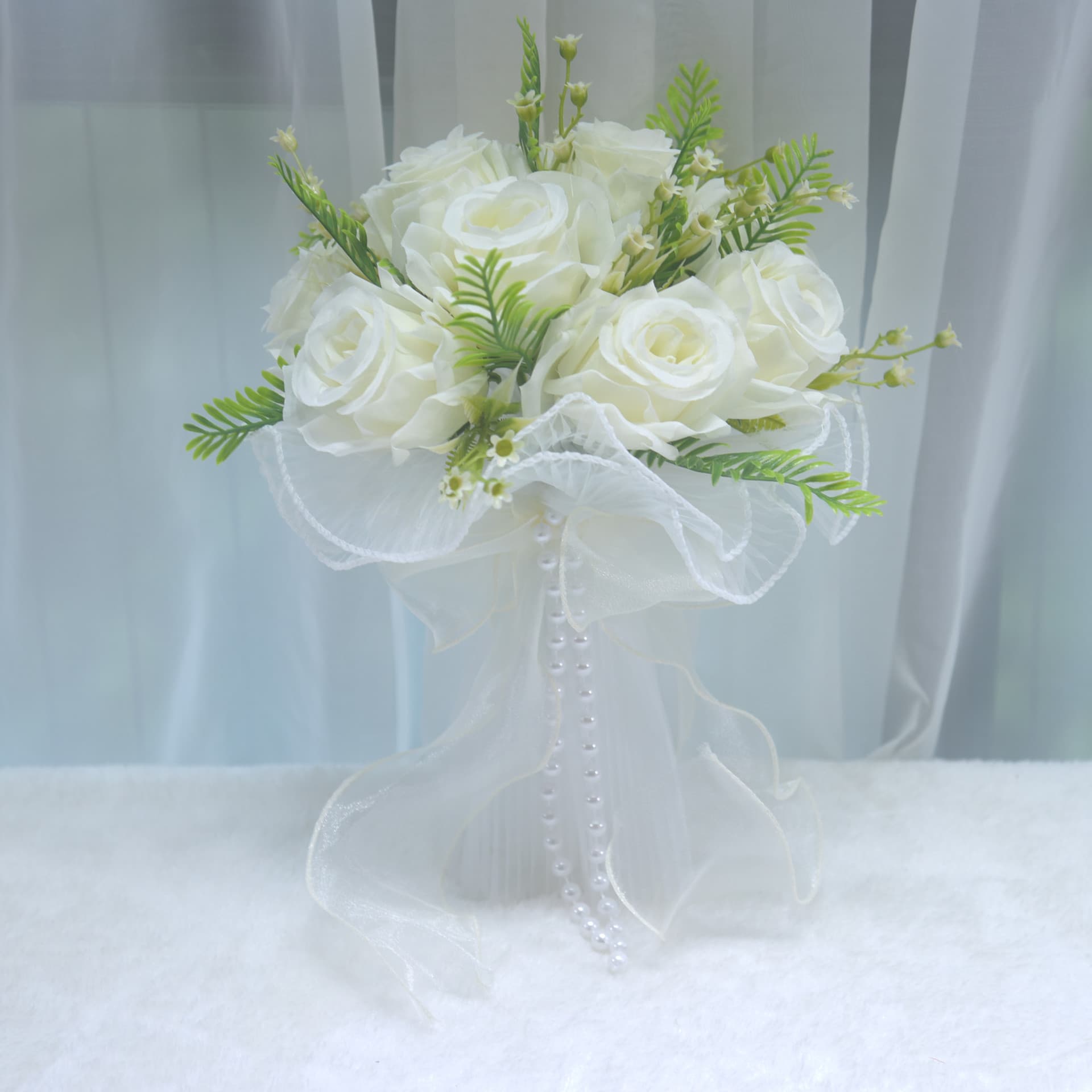 295 Bride Wedding Bouquet for Ceremony, Marriage Registration, Bridal Hand Bouquet with Roses, Wedding Photography Prop Decoration