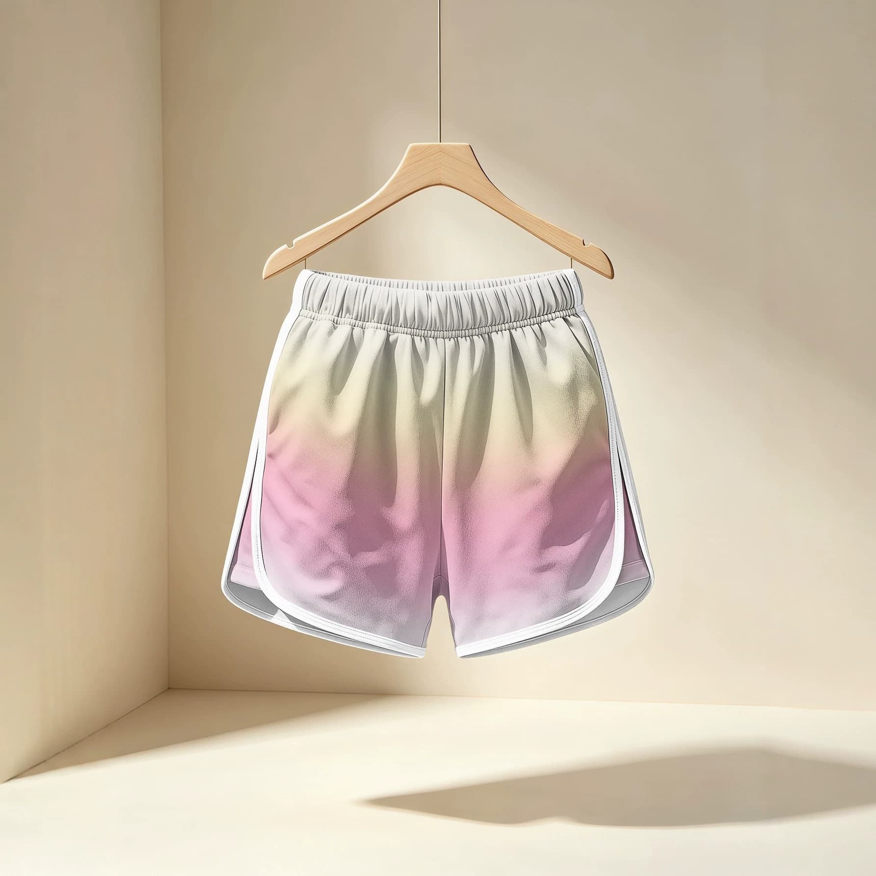 Gentle gradient tie-dye style fitness shorts, women's high-waisted wide-leg shorts with splits, versatile casual shorts for outer wear