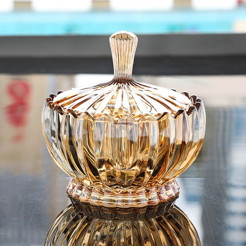European Crystal Glass Fruit Plate Creative Modern Living Room Minimalist High-Footed Fruit Bowl Home Coffee Table Light Luxury Decoration