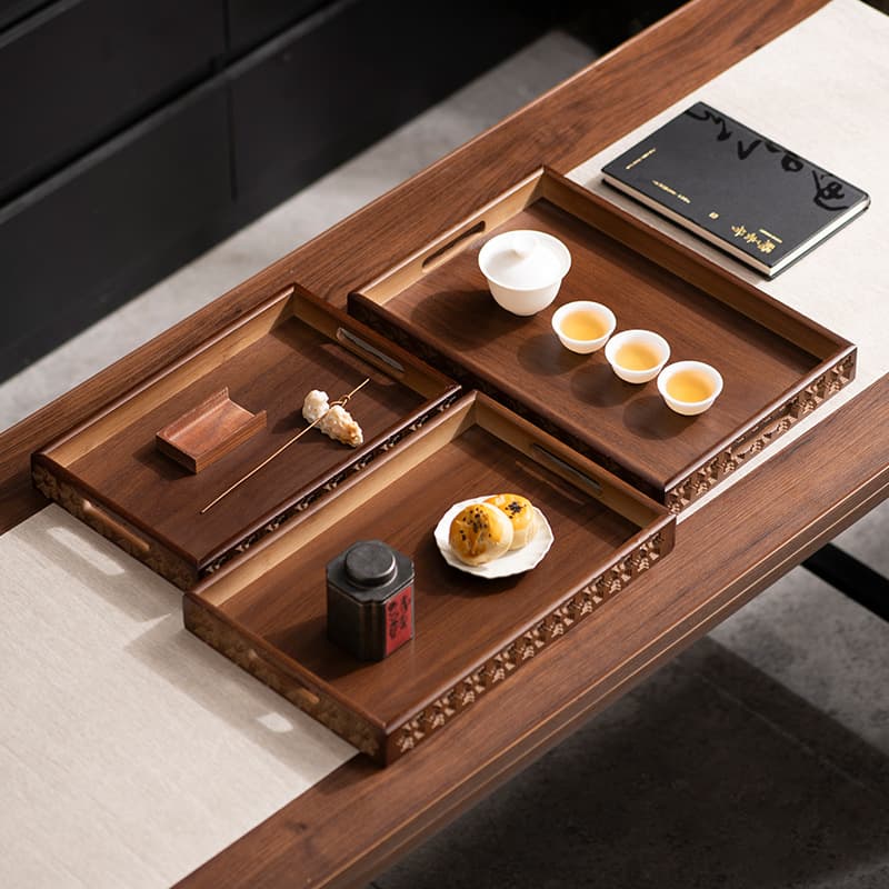 Japanese simple bamboo tray log original color household afternoon tea snack tray entrance key storage tray