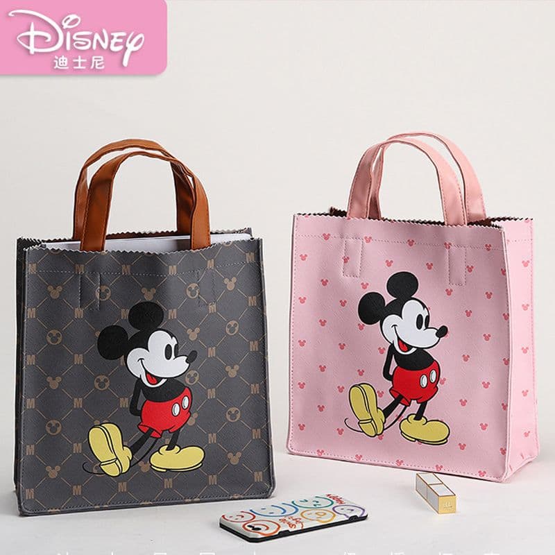 Disney Bag Mickey Mouse Tote Strawberry Bear Handbag Student Commute Cartoon Cute Tutoring Bag Handheld Bag